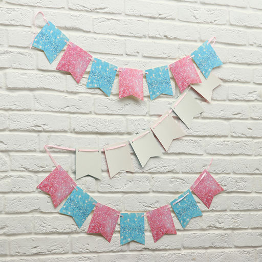 Цена за 2 шт. Гирлянда бумажная на ленте «Розовый и голубой» 300 см