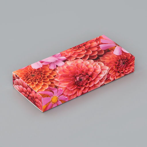 Цена за 3 шт. Коробка складная для 10 конфет Цветочки, 9.8?22?3.5 см