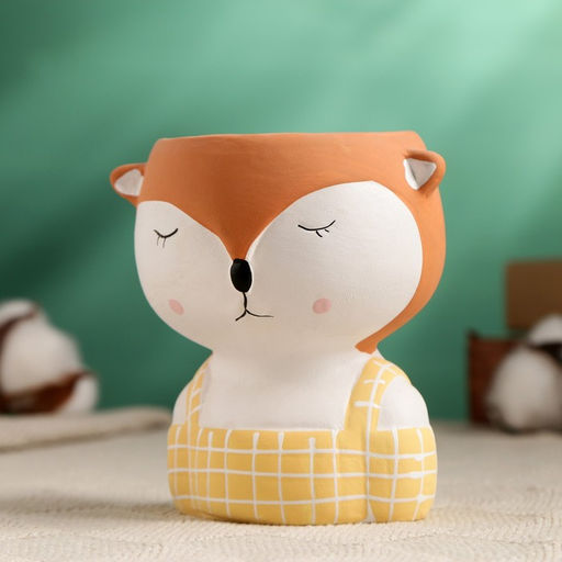 Горшок для цветов «Милая Лисичка в жёлтом комбинезоне» керамический, 330 мл, 6×11 см