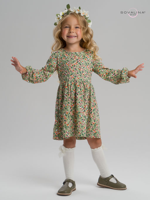 Платье Моана цветочки на хаки - Sovalina фото 7