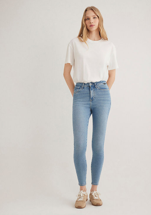 Serenay Gold Shape Puslu ?ndigo Mavisi Jean Pantolon  фото 2