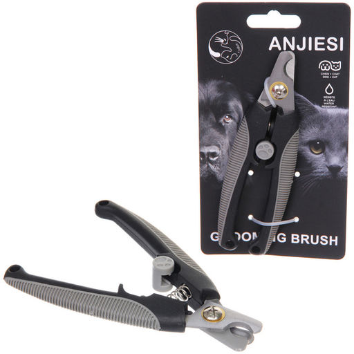 Цена за 2 шт. Когтерез для животных "ПРЕМИУМ - МОЙ БРО", прорезиненная ручка, цвет серый/черный, 4.5*13.5см