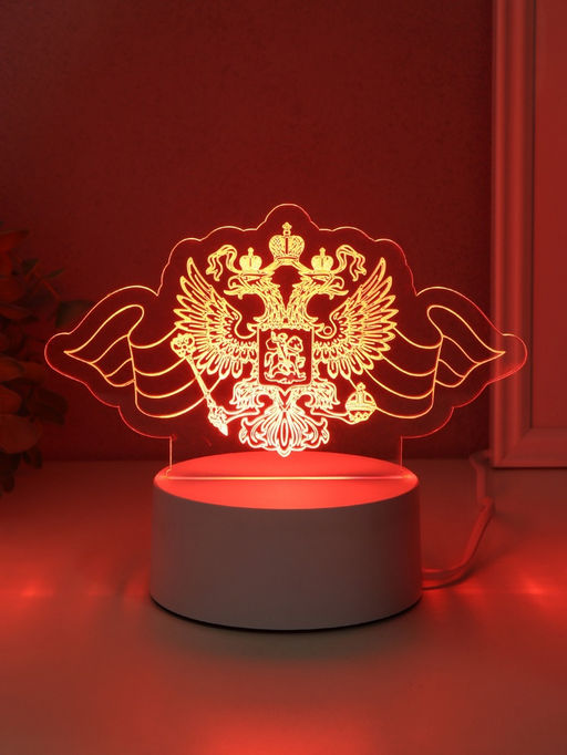 Светильник 3D RISALUX «Герб», LED-ночник, RGB, от сети, 9.5×16×9.9 см