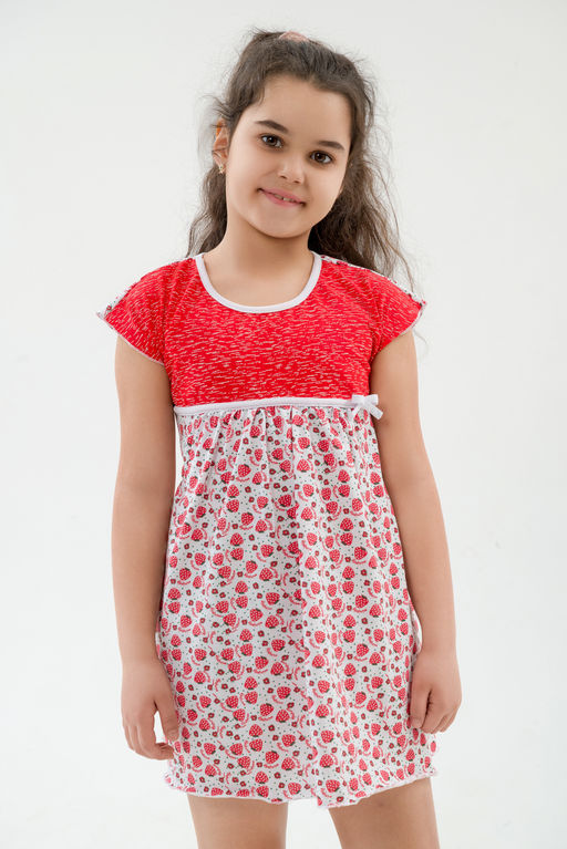 Ночная сорочка детская из кулирки Ярославна клубничка - Амадэль фото 2