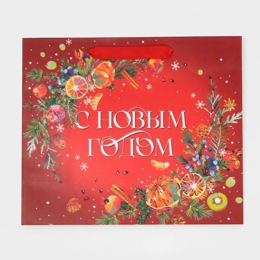 Пакет подарочный новогодний ламинированный «С Новым годом», ML 27×23×11.5 см