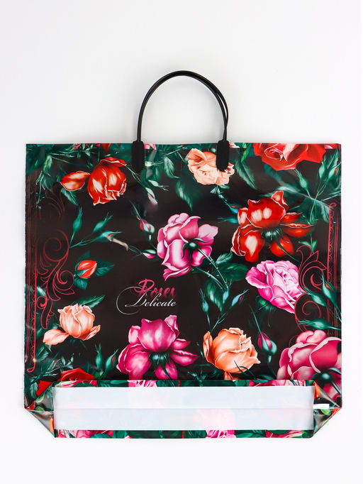 Цена за 5 шт. Пакет Нежные розы, полиэтиленовый, пластиковая ручка, 37?35 см, 90 мкм