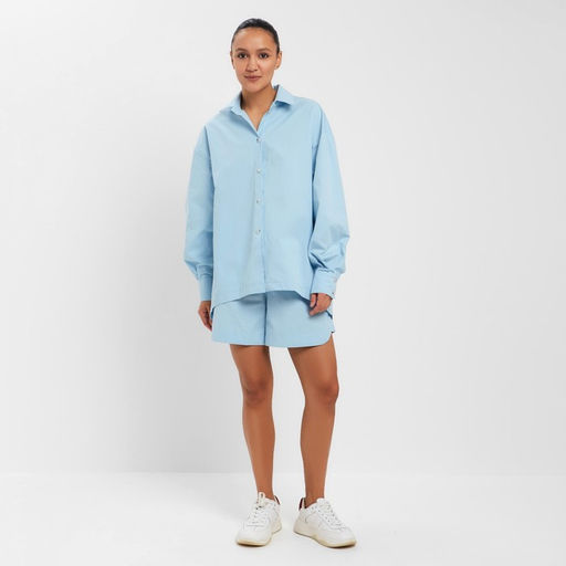 Костюм женский (рубашка, шорты) MINAKU: Oversize, голубой, размер 44