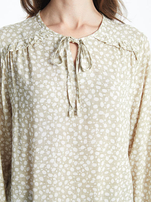 Ba?lamal? Yaka Desenli Kad?n Bluz