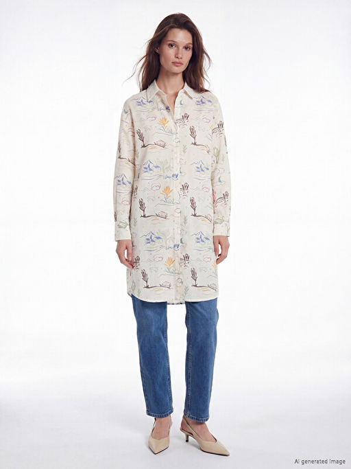 Desenli Oversize Kad?n G?mlek Tunik