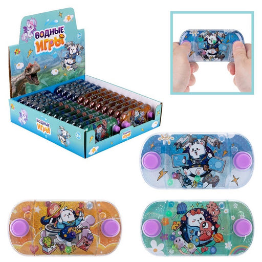 Водные игры. Водный тетрис забрось мячики "Мишка аниме" 12х6х2.3см, 4 вида в асс. арт.Т26505 /24