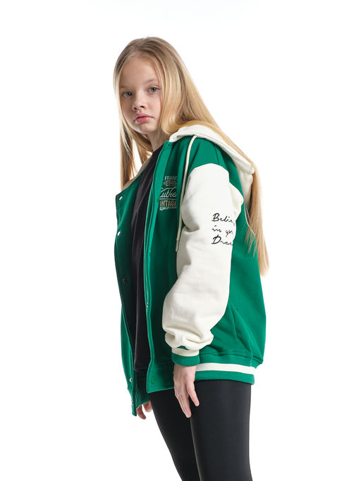 Толстовка с капюшоном с принтом 33-7647 зеленый