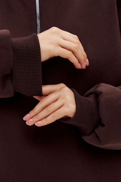 Толстовка женская из футера начес Комфорт шоколад макси