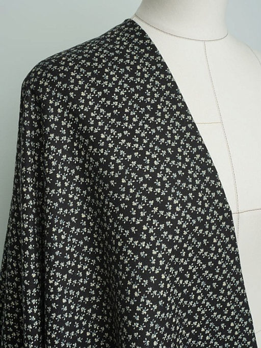 Теплый хлопок Воздушные лютики цв.черный, ш.1.45м, хлопок-100%, 150гр/м.кв - Купава фото 2