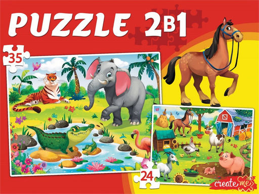 Puzzle 2 в 1 "Забавные животные №5" 24 и 35 эл. (ПМ24-35-8104)