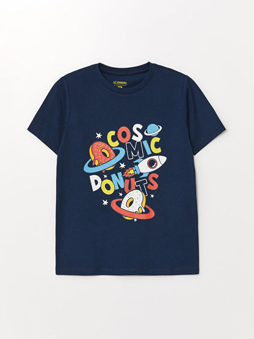 Bisiklet Yaka Bask?l? K?sa Kollu Erkek ?ocuk ?ortlu Pijama Tak?m? - Waikiki фото 2