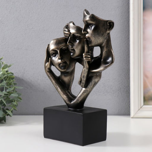 Фигурка полистоун «Бюсты: не вижу, не слышу, не скажу», бронза, 26×18×7.5 см