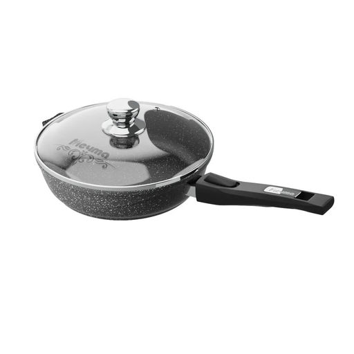 ГРАНИТ BLACK Сковорода 28 см со съемной ручкой и стекл. крышкой, арт. С028802