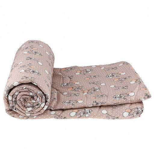 Одеяло 1,5 спальное "Зайчишки" беж 145х210см, теплое, наполнитель 300г/м2 - файбер высшего сорта, чехол бязь "Комфорт" 121г/м2 (хлопок 100%), стеганое, упаковка "Компакт" пакет ПВХ, еврослот, д25х55см/1кг, "Домашняя мода" (Россия)