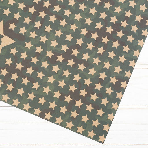 Цена за 10 шт. Бумага упаковочная крафтовая Звёзды 23 февраля, 50?70 см