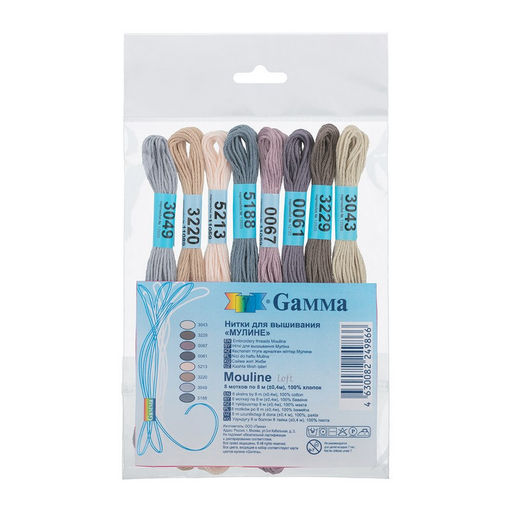 Нитки для вышивания "Gamma" набор мулине "MOULINE" 100%хлопок 8шт x 8м