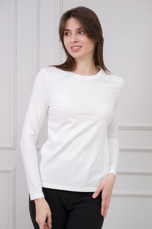 Лонгслив женский из кулирки с лайкрой молоко - Амадэль фото 6