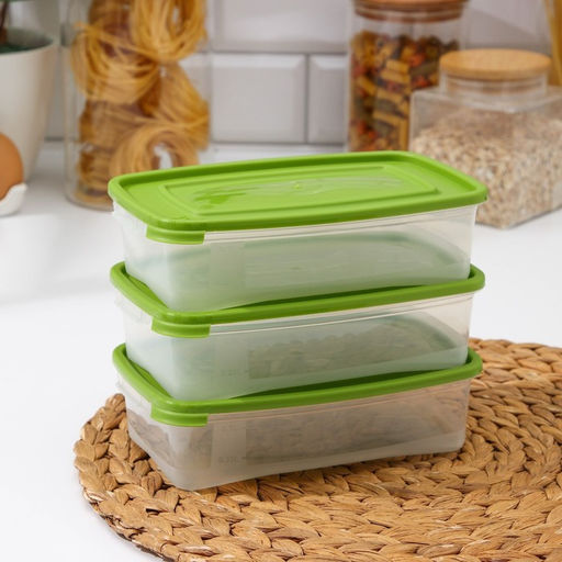 Набор пищевых контейнеров Полимербыт «Каскад», 3 шт., 700 мл, пластик, прозрачные, крышка МИКС