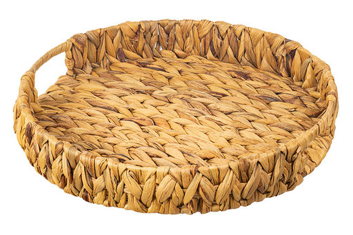 Поднос плетеный 38*38*6 см с ручками, водный гиацинт