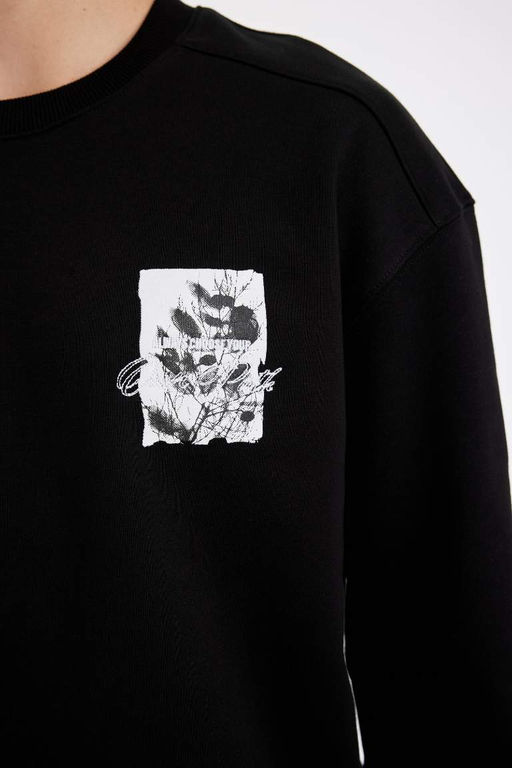 Толстовка свободного кроя с круглым вырезом и принтом - Defacto фото 4