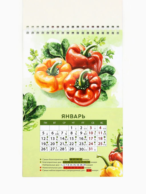 Цена за 2 шт. Календарь 2026 на пружине без ригеля «Лунный садово-огородный»