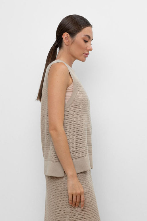 Блуза-топ Very Neat ЕВ 30153 бежевый из хлопка и акрила  фото 2
