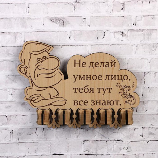 Цена за 2 шт. Ключница настенная «Не делай умное лицо...», крючки декоративные, 13.5×18 см