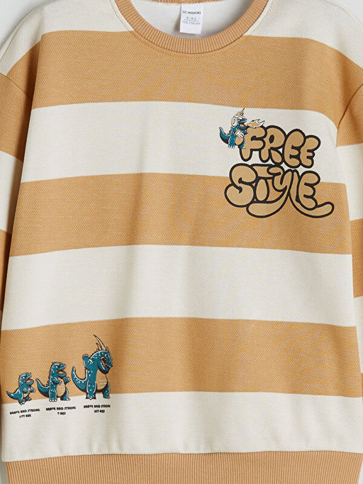 Bisiklet Yaka Bask?l? Erkek ?ocuk Sweatshirt
