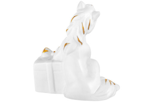 Фигурка декоративная 6,5*5*8 см Лошадь с подарком белая с золотом, фарфор - Elan gallery фото 5