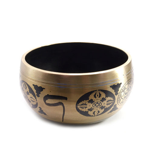 Чаша поющая FINE черно-золотой узор 801-1000гр для лечения и медитации ХРУПКОЕ