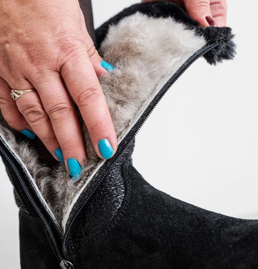 Сапоги зимние натуральная замша, натуральная овчина, черные, литая подошва - Мирунт фото 19