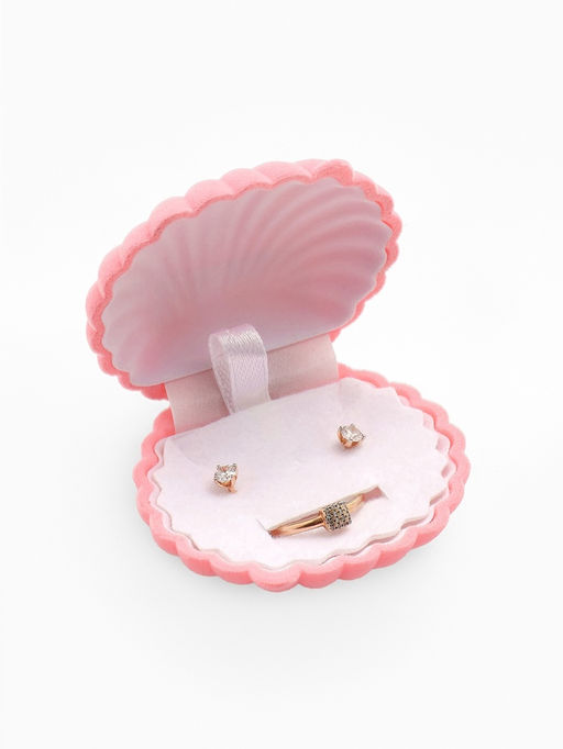 Футляр под серьги, кулон Ракушка, 6?5.5 см, бархатный, розовый