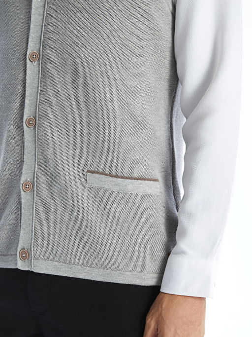 Standart Kal?p V Yaka Erkek Triko Yelek