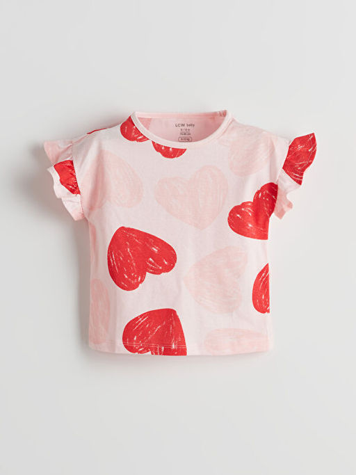 Kalp Bask?l? K?z Bebek ?ortlu Pijama Tak?m