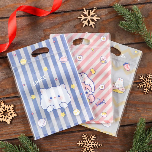 Цена за 50 шт. Пакет подарочный Zip-lock, «Корейский стиль», 15.5×22+3.5 см МИКС