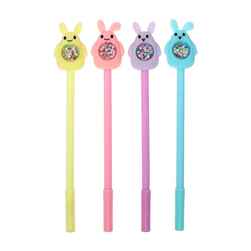 Цена за 12 шт. Ручка - прикол гелевая Calligrata Блеск-Зайчик, МИКС