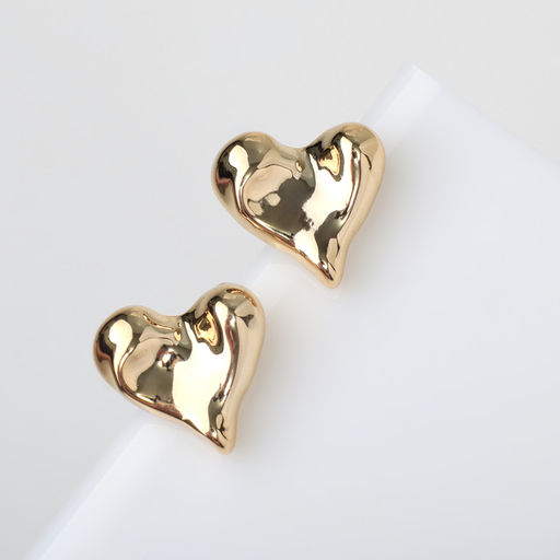 Серьги пластик «Сердца» течение, цвет золото