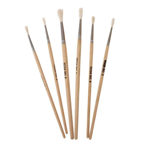Набор кистей для рисования, коза, 6 штук, № 1, 2, 3, 4, 5, 6, круглые, деревянная ручка, международный размер