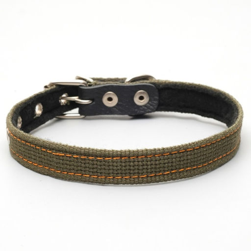 Ошейник брезентовый с подкладом, 50 х 2 см, ОШ 25-35 см, хаки - Пижон фото 2
