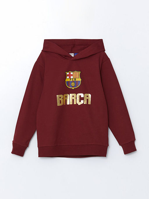 Kap??onlu Barcelona Bask?l? Erkek ?ocuk Sweatshirt