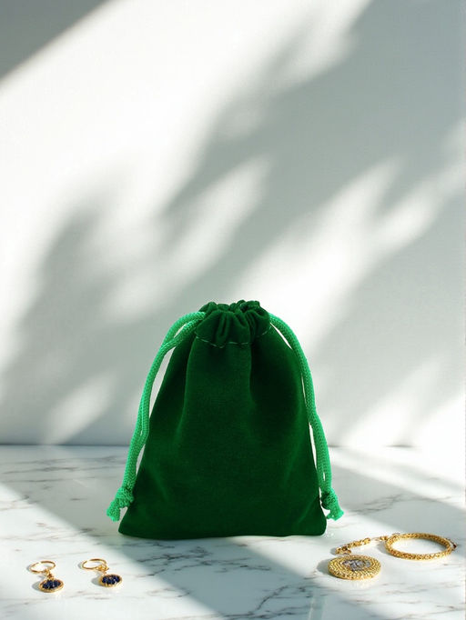 Набор мешочков подарочных, бархатные, 50 шт. 7×9 см (±1 см), зелёный