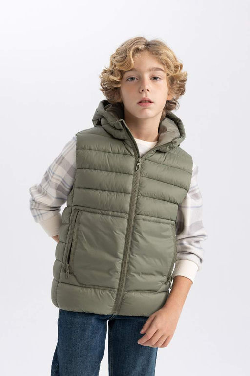 Водоотталкивающий жилет с капюшоном для мальчиков - Defacto фото 4