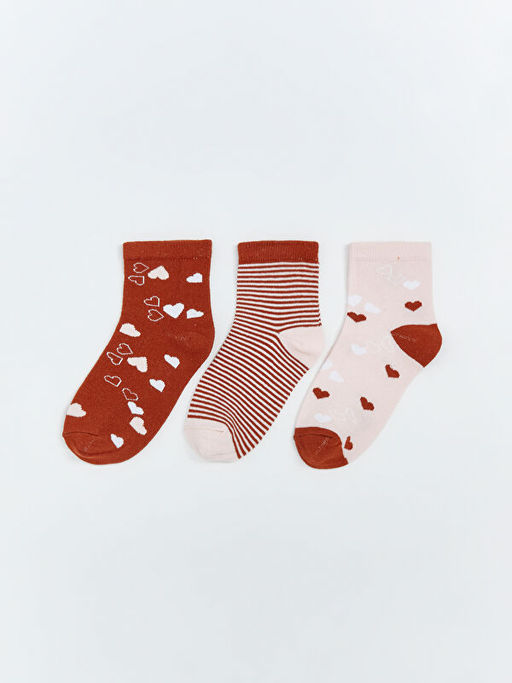 Desenli K?z ?ocuk Soket ?orap 3l?