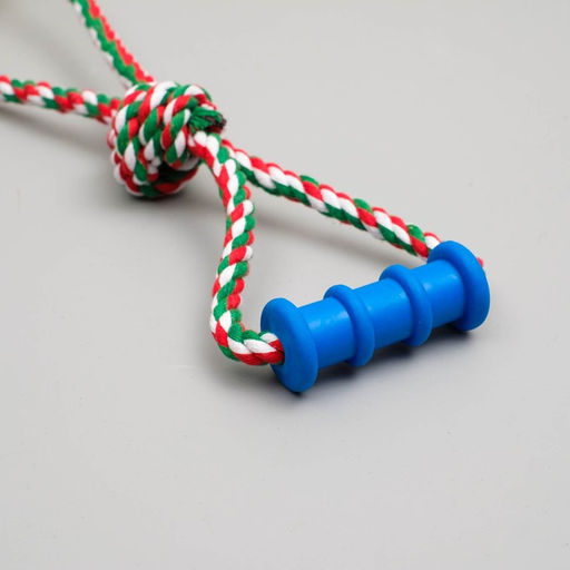 Игрушка канатная с жевательными элементами Шар с 1 ручкой, до 36 см, разноцветная - Пижон фото 2