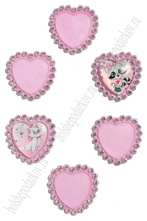 Крышечка со стразами "Сердечко" (10 шт) SF-3632, розовый №093