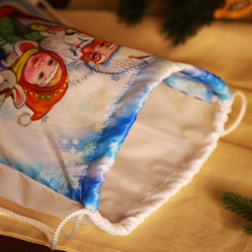 Мешок новогодний на шнурке, цвет белый/разноцветный - Simaland фото 5